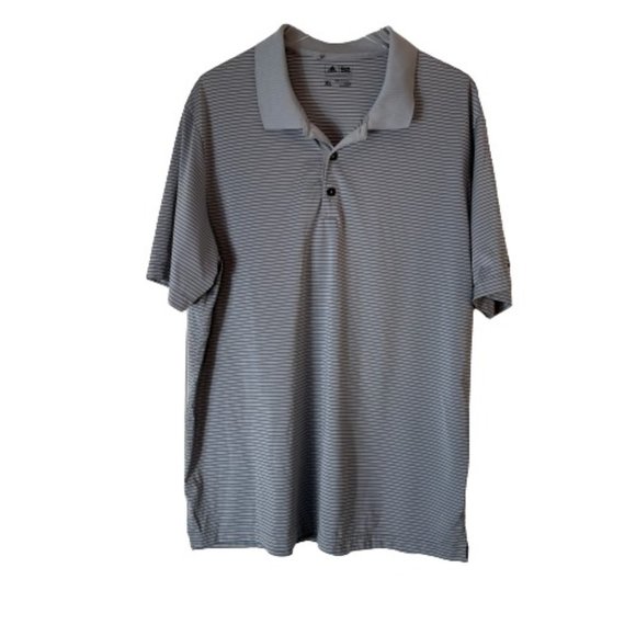 adidas Other - Adidas Mens Polo Golf Shirt Gray Black Stripe XL